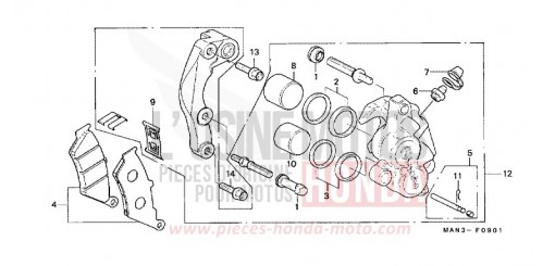 FRONT BRAKE CALIPER (2) NX650W de 1998